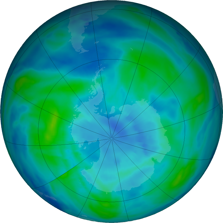 Antarctic ozone map for 31 March 2017